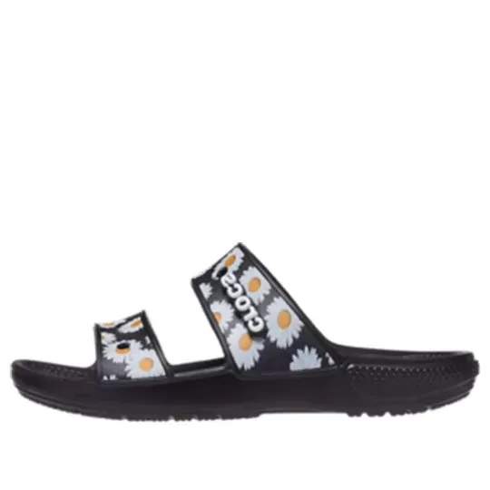 Crocs Daisy Leve Chinelos Esportivos Resistentes ao Desgaste Unissex Preto Branco