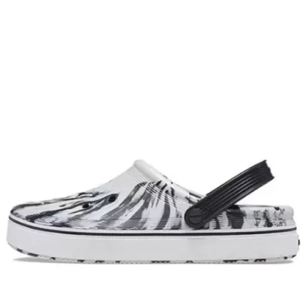 Crocs Fora da quadra Clogs ‘Mármore Branco Preto’