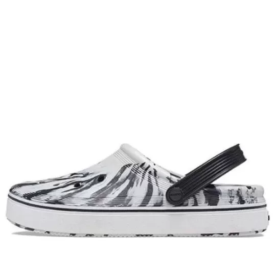 Crocs Fora da quadra Clogs ‘Mármore Branco Preto’