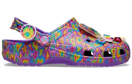 Crocs Lisa Frank x Classic Tamanco ‘Neon Purple Multi Hearts’