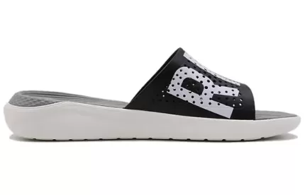 Crocs LiteRide LOGO Chinelos pretos unissex ‘Preto Branco’