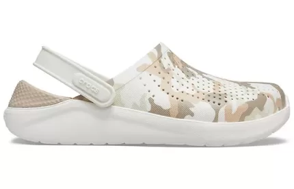 Crocs LiteRide Sapato Camuflagem Impressão Sandálias Bege