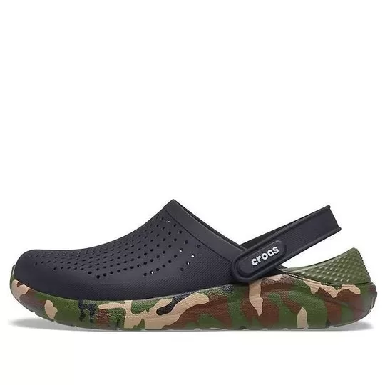 Crocs LiteRide Shoe Printing Classic Sandálias Unissex Pretas