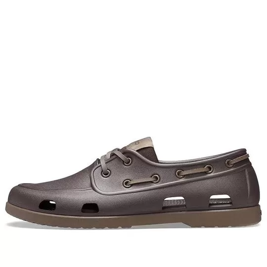 Crocs Mocassins planos marrons minimalistas e aconchegantes de cano baixo