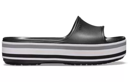 Crocs Plataforma Crocband Slides ‘Preto Cinza Branco’