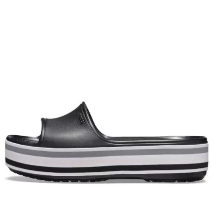 Crocs Plataforma Crocband Slides ‘Preto Cinza Branco’