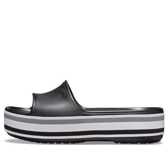 Crocs Plataforma Crocband Slides ‘Preto Cinza Branco’