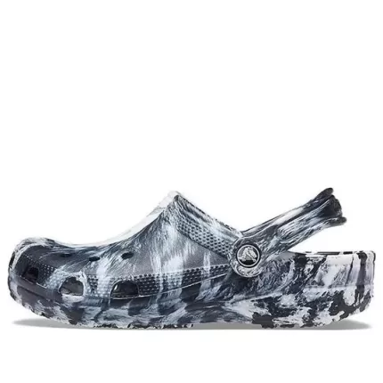 Crocs Praia Mármore Unissex Preto Branco Sandálias ‘Black White’