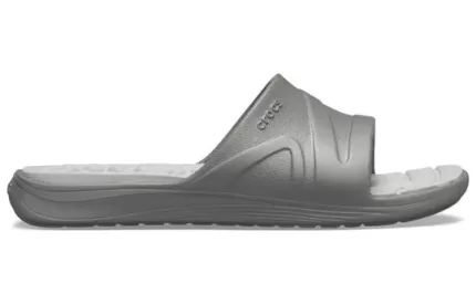 Crocs Reviva Chinelos esportivos planos antiderrapantes aconchegantes unissex cinza