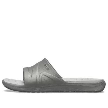 Crocs Reviva Chinelos esportivos planos antiderrapantes aconchegantes unissex cinza