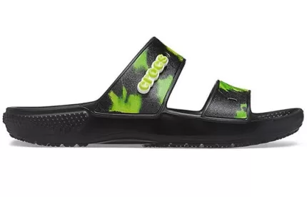 Crocs Sapato com sola macia preto verde unissex ‘Black Green’