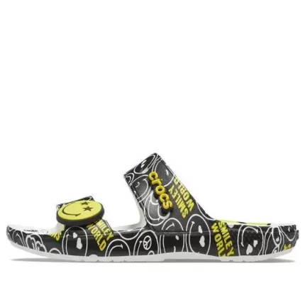 Crocs SmileyWorld x Classic Sandália ‘Preto Branco’
