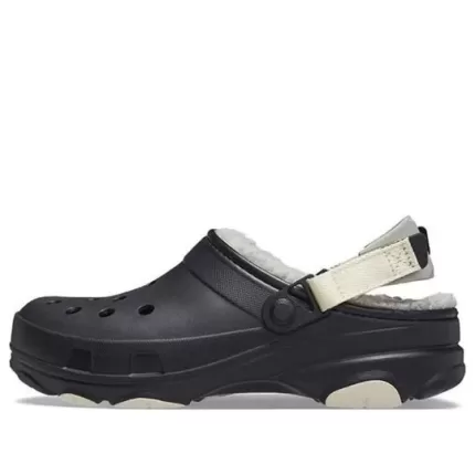 Crocs Tamanco forrado para todo o terreno ‘Preto Branco’