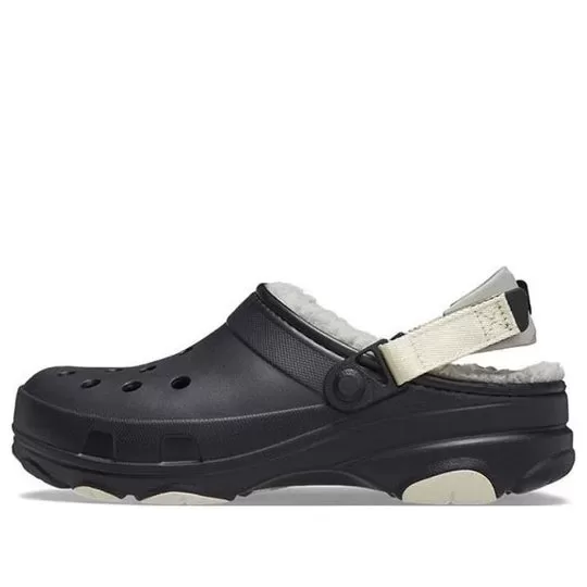 Crocs Tamanco forrado para todo o terreno ‘Preto Branco’