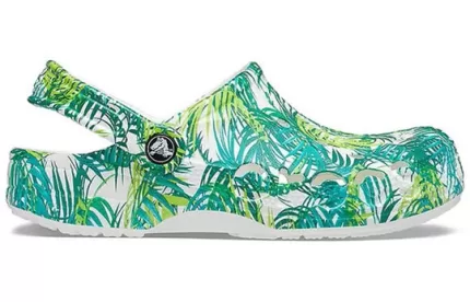 Crocs4 Impressão Outdoor Salto Plano Beach Sports Branco Verde Sandálias ‘White Green’