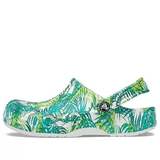 Crocs4 Impressão Outdoor Salto Plano Beach Sports Branco Verde Sandálias ‘White Green’