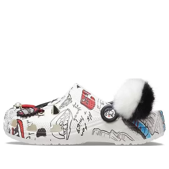 Disney x Crocs Padrão Unissex Sandálias Brancas