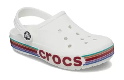 (GS) Crocs Bayaband Rainbow Glitter Clogs ‘Branco Vermelho’