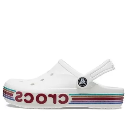 (GS) Crocs Bayaband Rainbow Glitter Clogs ‘Branco Vermelho’