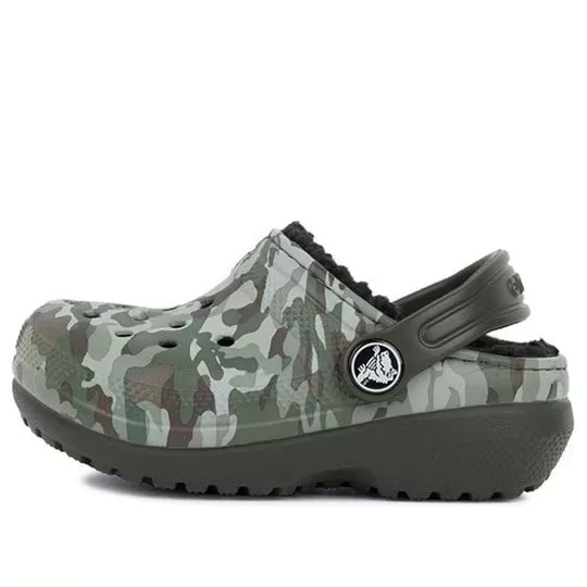 (GS) Crocs Camuflagem impressa bico redondo Clogs ‘Verde Marrom’
