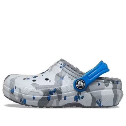 (GS) Crocs Classic Camuflagem forrada Clogs ‘Cinza Branco Azul’