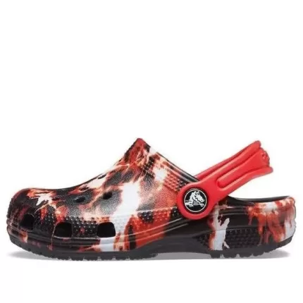 (GS) Crocs Classic Corante descolorante Clogs ‘Vermelho Branco Preto’