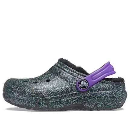(GS) Crocs Classic Forrado Clogs ‘Preto Roxo Brilhos’