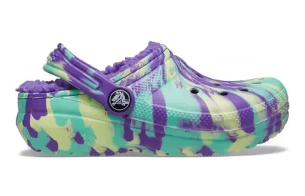 (GS) Crocs Classic Forrado Marmoreado Clogs ‘Neon Purple Multi’