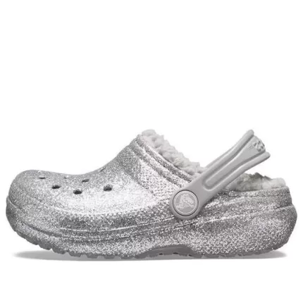 (GS) Crocs Classic Glitter Forrado Clogs ‘Cinza Prateado’
