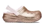 (GS) Crocs Classic Glitter forrado Clogs ‘Dourado Rosa’