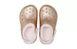 (GS) Crocs Classic Glitter forrado Clogs ‘Dourado Rosa’