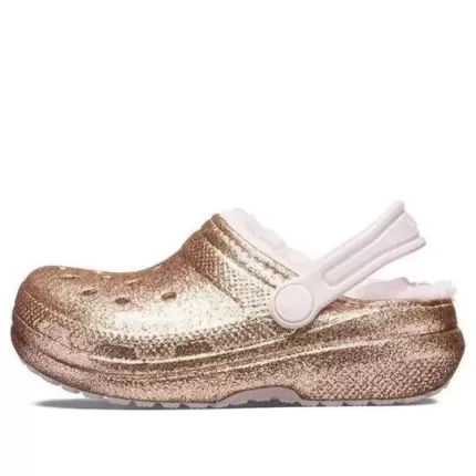 (GS) Crocs Classic Glitter forrado Clogs ‘Dourado Rosa’