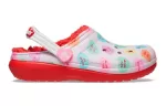 (GS) Crocs Classic Namorados elevados forrados Clogs ‘Vermelho Branco’