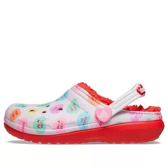 (GS) Crocs Classic Namorados elevados forrados Clogs ‘Vermelho Branco’