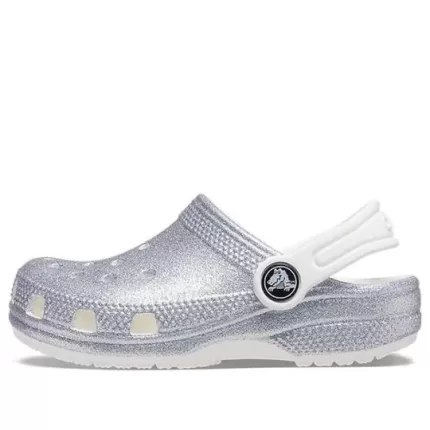 (GS) Crocs Classic Sandálias Glitter ‘Silver White’