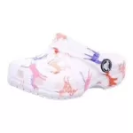 (GS) Crocs Classic Tamanco com impressão de caracteres K ‘Branco Vermelho Azul’