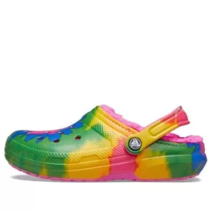 (GS) Crocs Classic Tie-Dye Fuzz Forrado Clogs ‘Multi-Color’ A206341-6RW