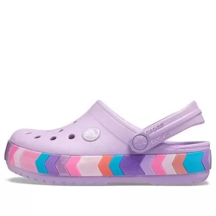 (GS) Crocs Crocband Chevron Frisado Clogs ‘Lilás Multi’
