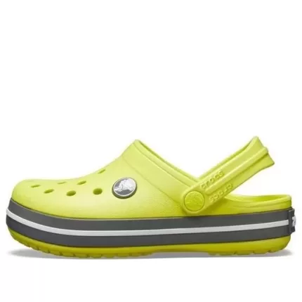 (GS) Crocs Detalhe de recorte de crocodilo bico redondo Clogs ‘Cinza Amarelo’