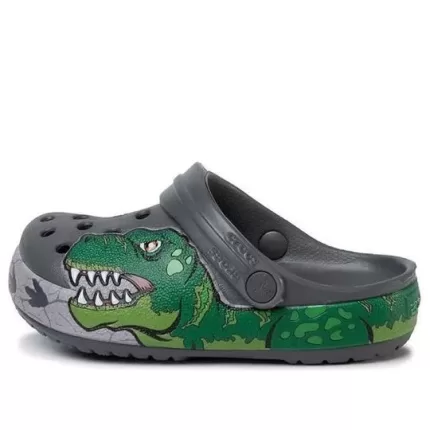 (GS) Crocs Fun Lab Dino Band Lights Clogs ‘Grey Green’