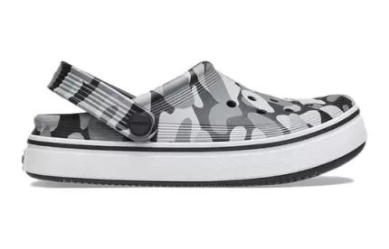 (GS) Crocs Impresso fora da quadra Clogs ‘Cinza Preto Branco’