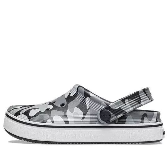 (GS) Crocs Impresso fora da quadra Clogs ‘Cinza Preto Branco’