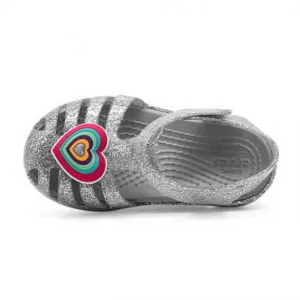 (GS) Crocs Isabella Glitter Flat Sandálias ‘Grey Silver’