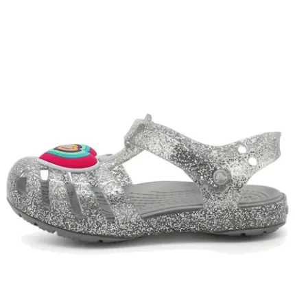 (GS) Crocs Isabella Glitter Flat Sandálias ‘Grey Silver’