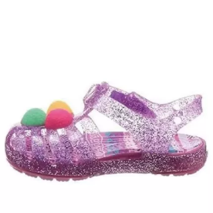 (GS) Crocs Isabella Glitter Flat Sandálias ‘Purple Pink’