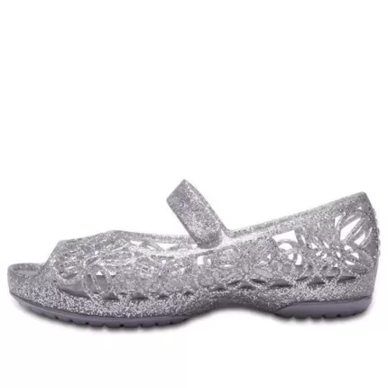 (GS) Crocs Isabella Glitter Peep Toe Sandálias ‘Silver’