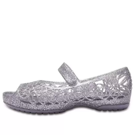 (GS) Crocs Isabella Glitter Peep Toe Sandálias ‘Silver’