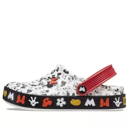 (GS) Crocs x Mickey Fora da quadra Clogs ‘Branco Preto Vermelho’