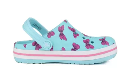 (PS) Crocs 4 Impressão Outdoor Salto Plano Beach Sports Sandálias Azul