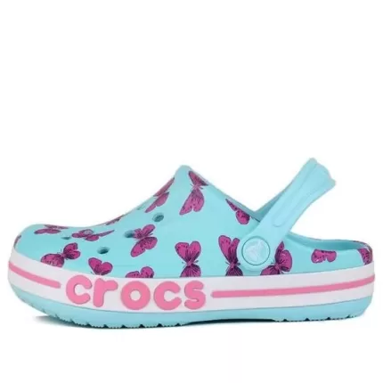 (PS) Crocs 4 Impressão Outdoor Salto Plano Beach Sports Sandálias Azul